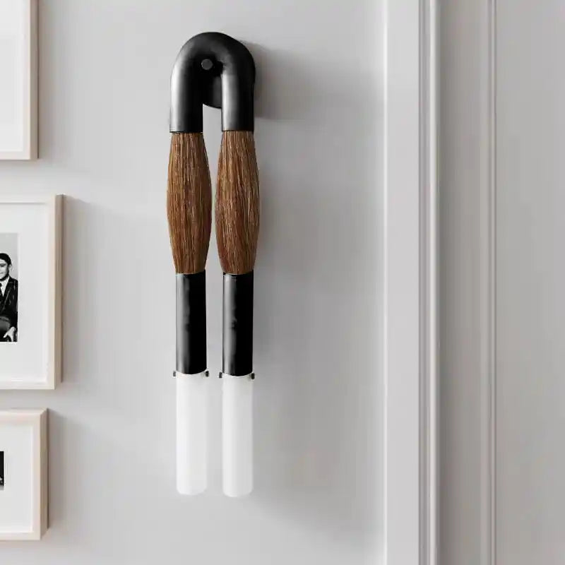 Double Head Antonia Horsehair Sconce-Dia 14cm X H 78cm / ∅ 5.5″ X H 30″-Blackened Brass-Flaxen-Blushlighting