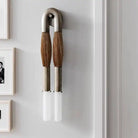 Double Head Antonia Horsehair Sconce-Dia 14cm X H 78cm / ∅ 5.5″ X H 30″-Tarnished Silver-Flaxen-Blushlighting