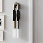 Double Head Antonia Horsehair Sconce-Dia 14cm X H 78cm / ∅ 5.5″ X H 30″-Tarnished Silver-Jet Black-Blushlighting