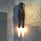 Double Head Antonia Horsehair Sconce-Dia 14cm X H 78cm / ∅ 5.5″ X H 30″-Blackened Brass-Jet Black-Blushlighting