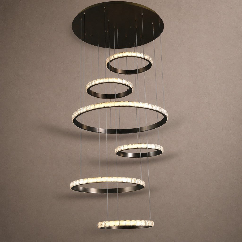 Drake Crystal Cascading Chandelier - Ø31.5"+Ø21.7"+Ø52"+Ø31.5"+Ø41.7"+Ø21.7" (Ø80+Ø55+Ø132+Ø80+Ø106+Ø55 cm)Blushlighting