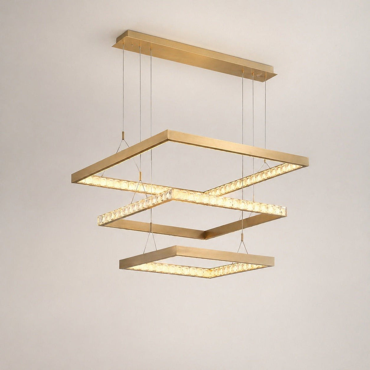 Drake Triple-Tier Square Crystal Chandelier 40.9" W - Blushlighting