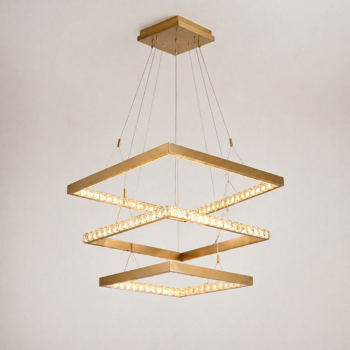 Drake Triple-Tier Square Crystal Chandelier 40.9" W - Blushlighting