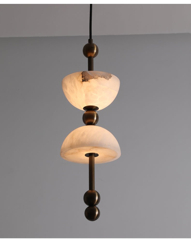 Duo Alabaster Pendant Lamp - ∅ 5.9″ x H 16.9″Bronze & WhiteWarm LightBlushlighting