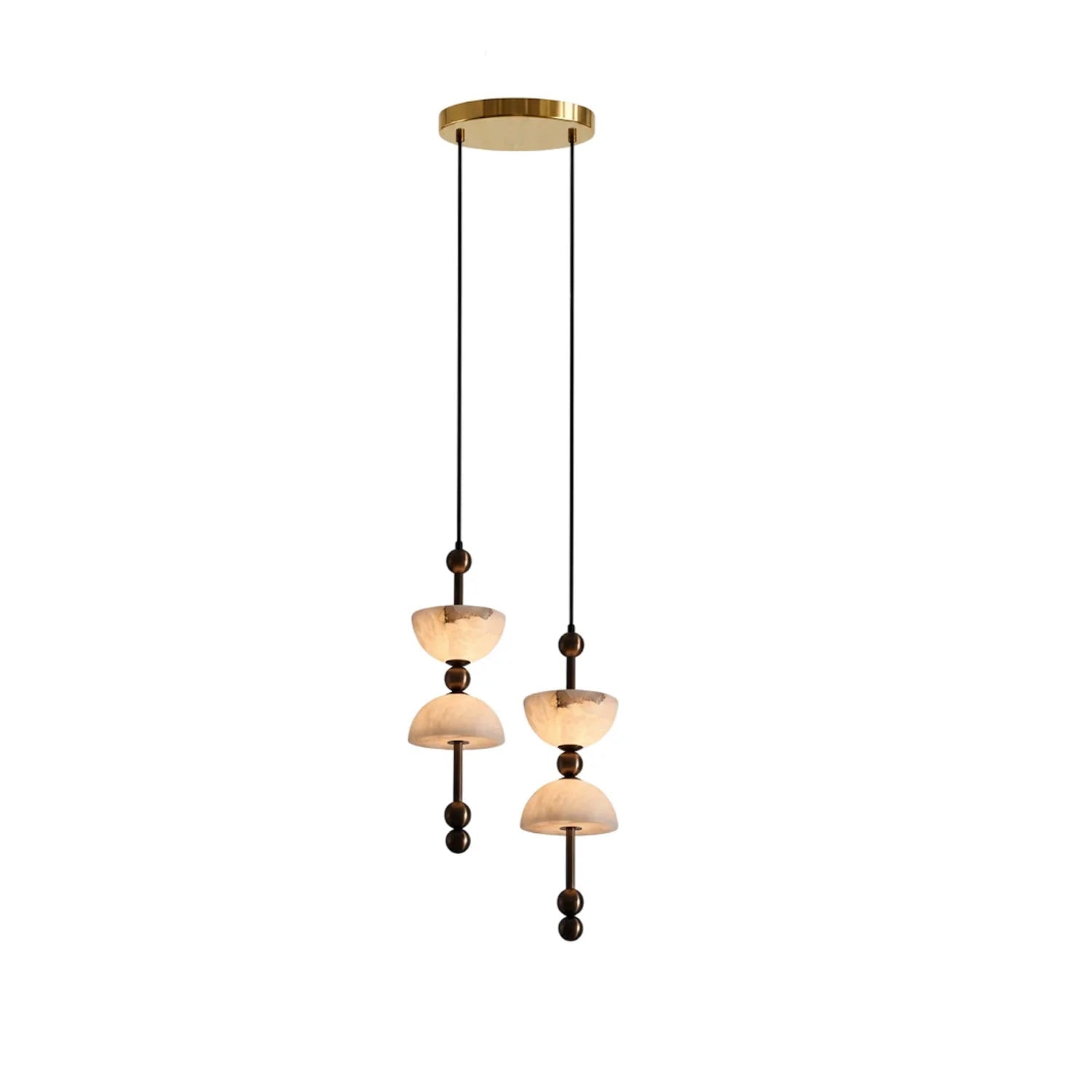Duo Alabaster Pendant Lamp - 1 heads ∅ 5.9″ x H 16.9″Bronze & WhiteWarm LightBlushlighting