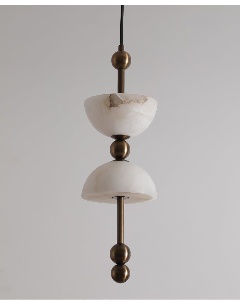 Duo Alabaster Pendant Lamp - ∅ 5.9″ x H 16.9″Bronze & WhiteWarm LightBlushlighting