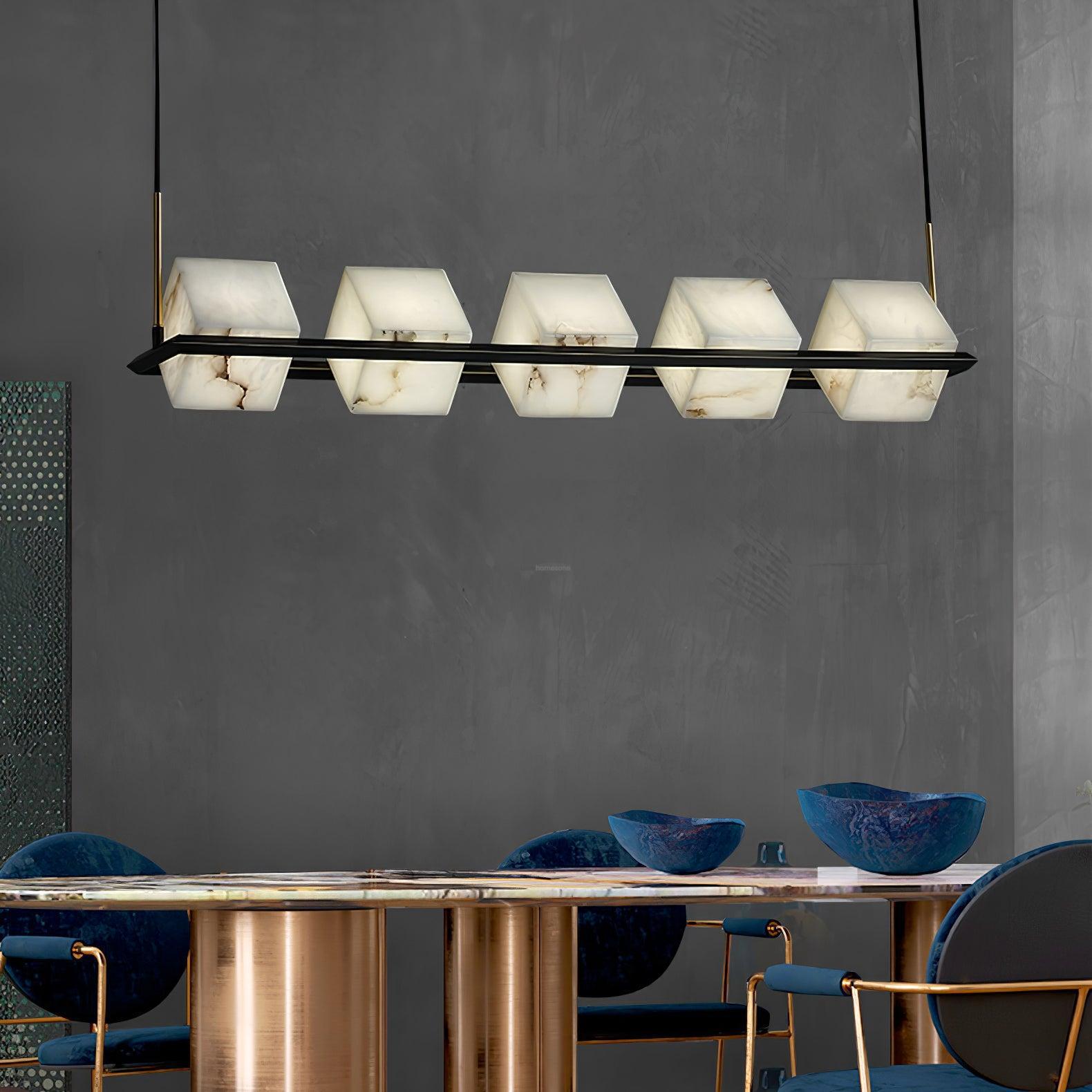 Alabaster Square Box Chandelier with 4/5/6/8/9 heads-Blushlighting