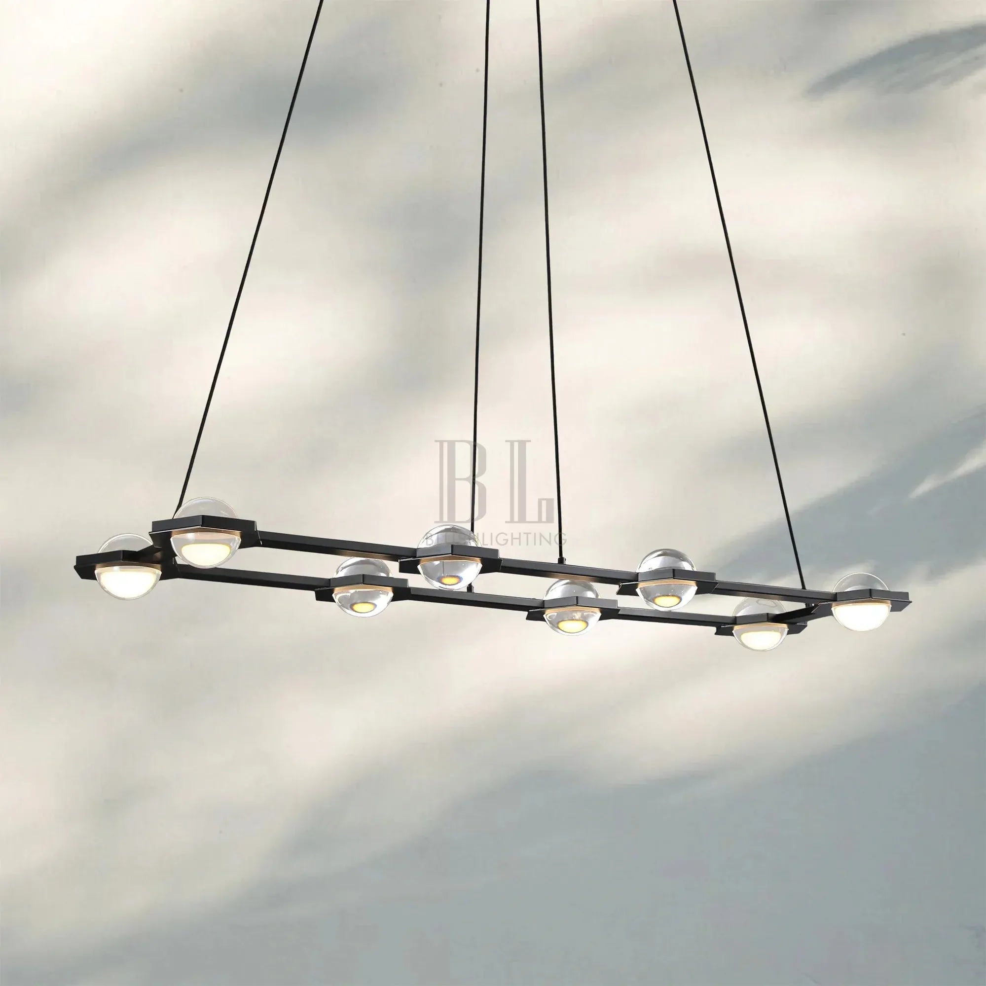 Eclatent Rectangular Chandelier 54" 72"-54"W x 16¼"D x 3½"H-Matte Black-