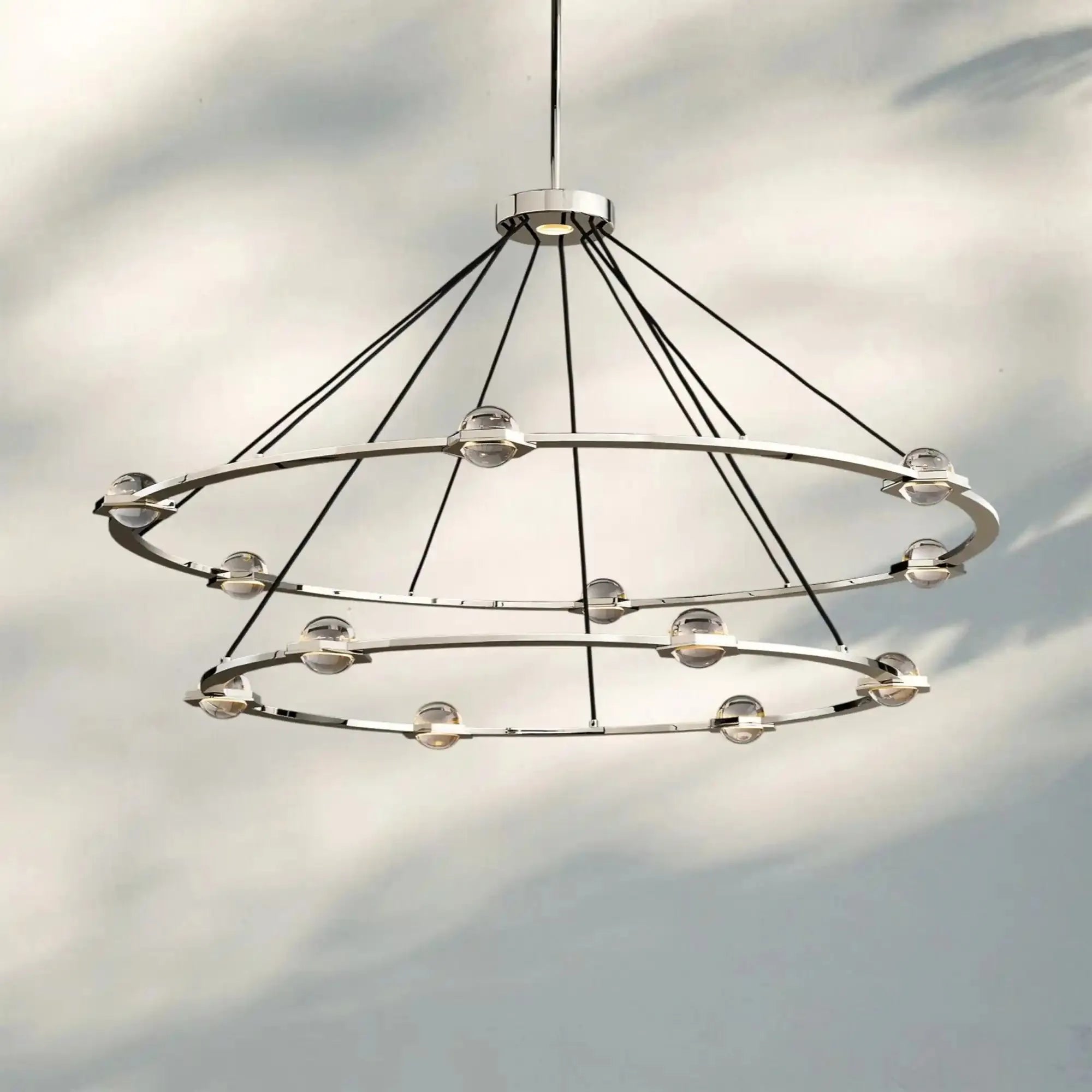 Eclatent 2-Tier Round Chandelier 48" 60"-48'' 2-Tier Round-Polished Nickel-