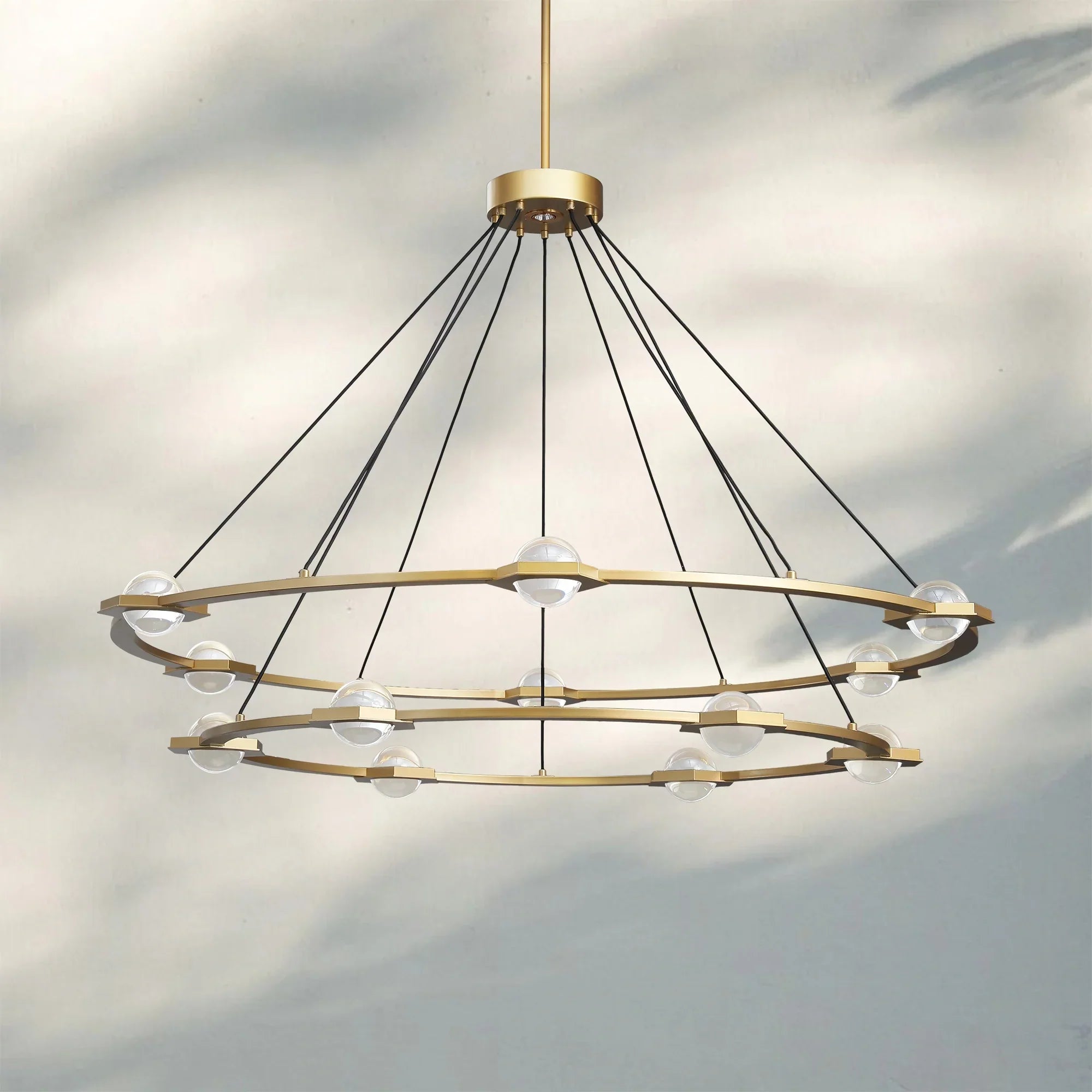 Eclatent 2-Tier Round Chandelier 48" 60"-60'' 2-Tier Round-Lacquered Burnished Brass-
