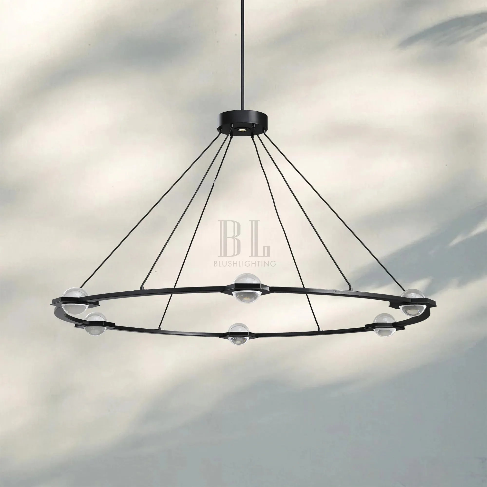 Eclatent Round Chandelier 36'' 48'' 60''-48''-Black-
