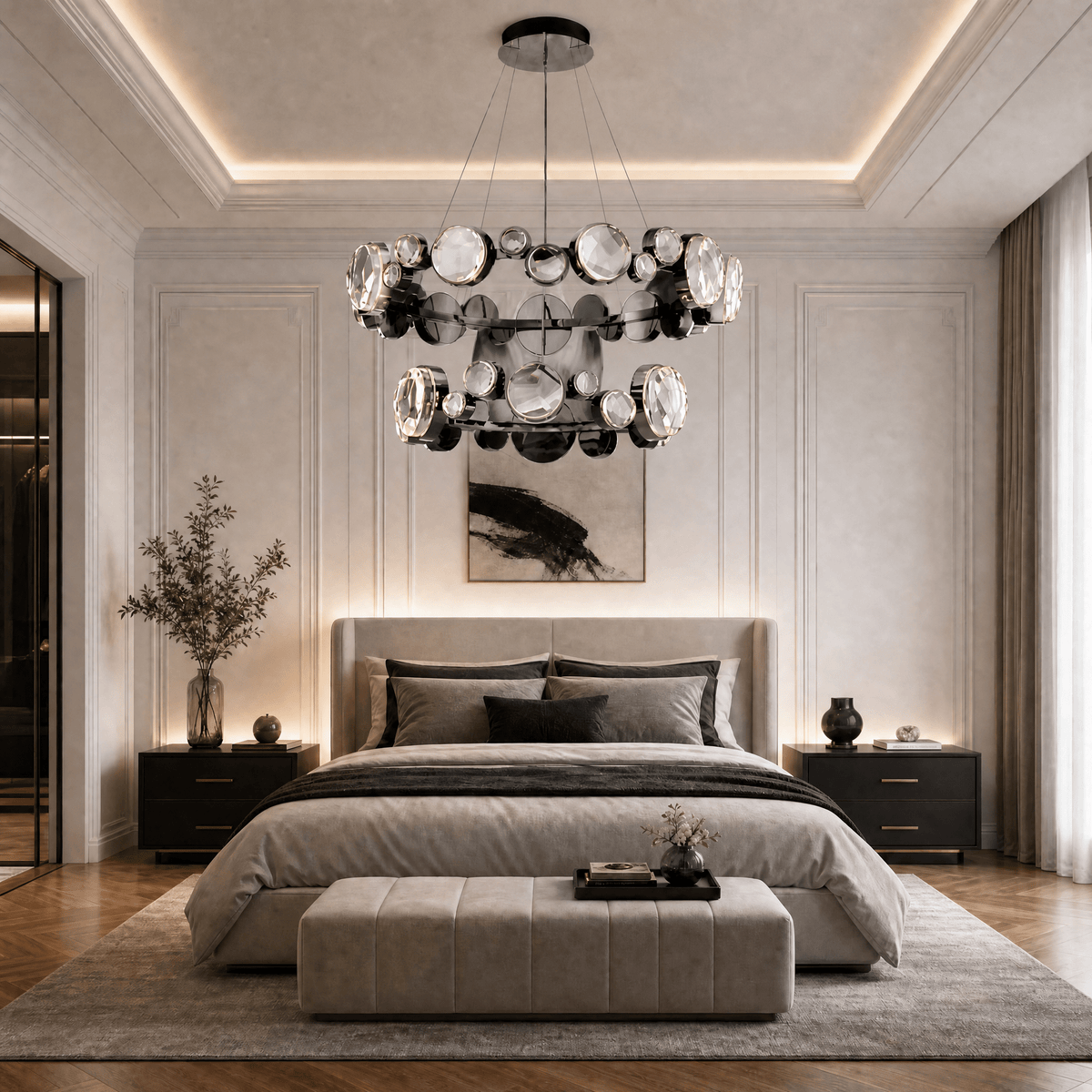 Eclipse Two Ring Modern Crystal Chandelier - Blushlighting