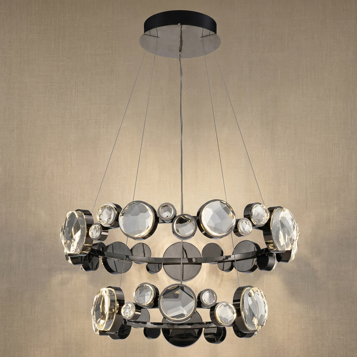 Eclipse Two Ring Modern Crystal Chandelier - Blushlighting