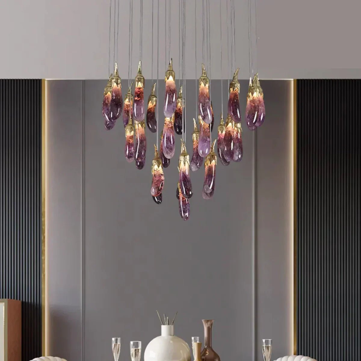 Eggplant - shaped Chandelier Purple Color - Blushlighting