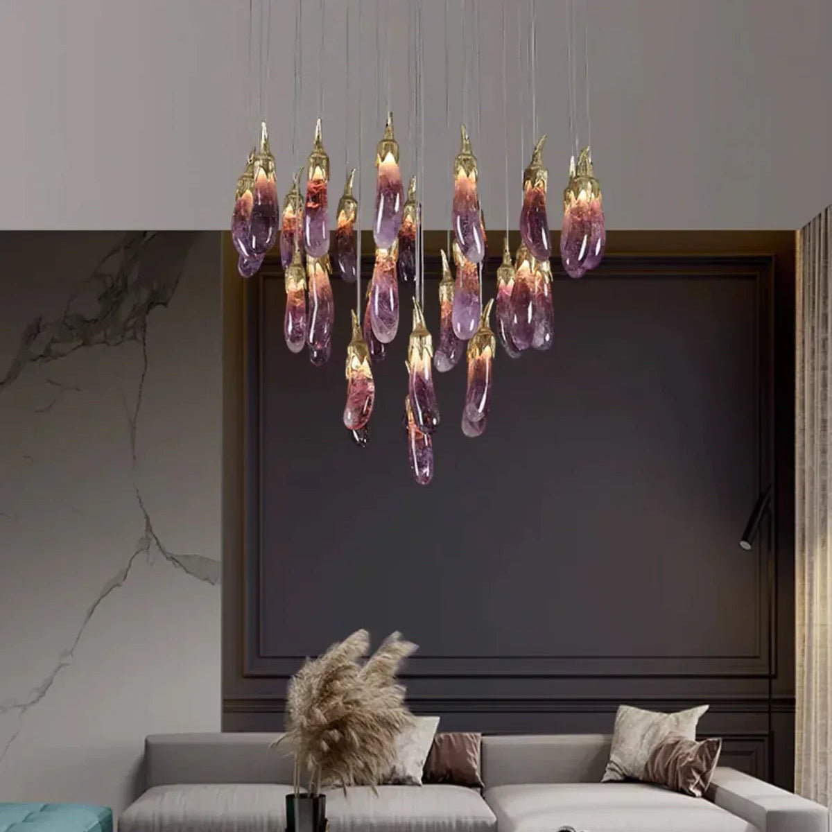 Eggplant - shaped Chandelier Purple Color - Blushlighting