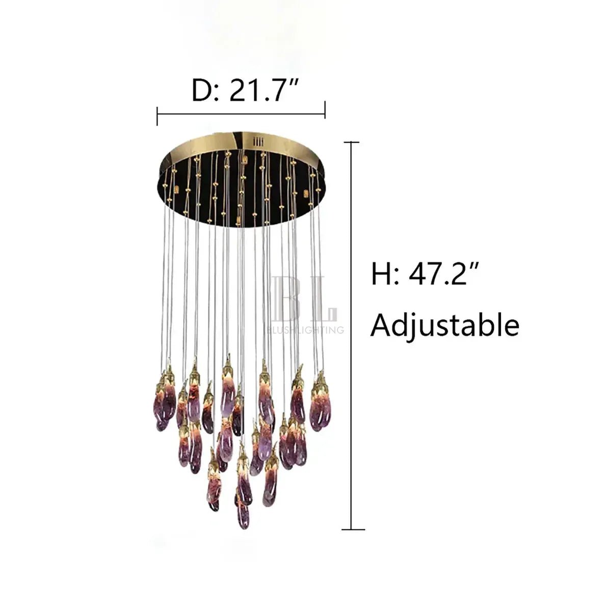 Eggplant - shaped Chandelier Purple Color - Blushlighting
