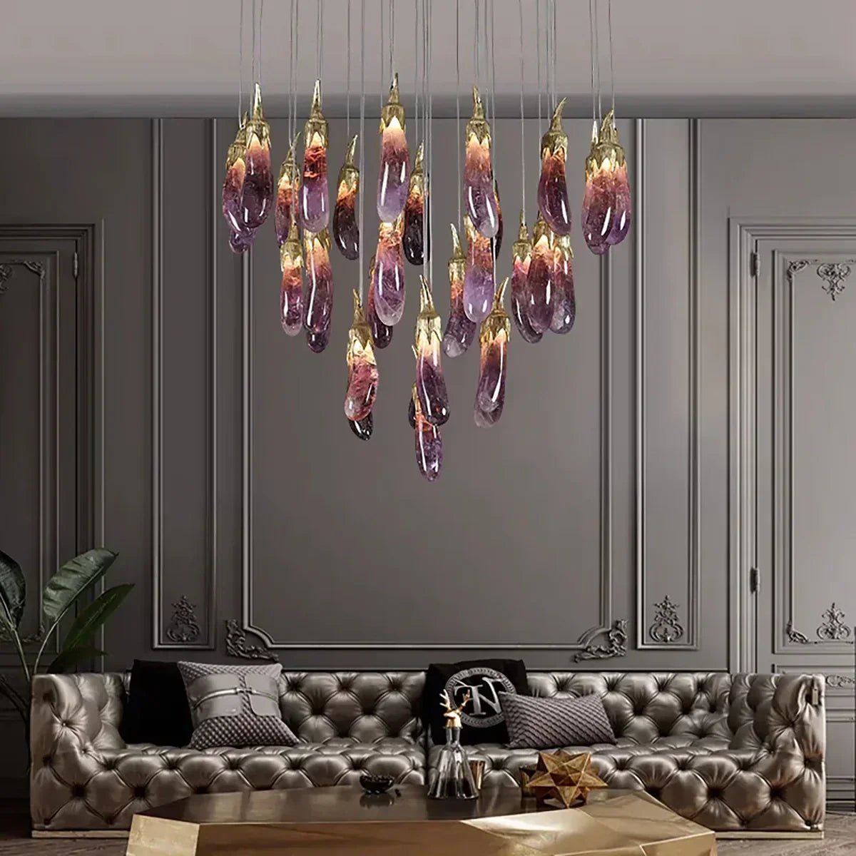 Eggplant - shaped Chandelier Purple Color - Blushlighting
