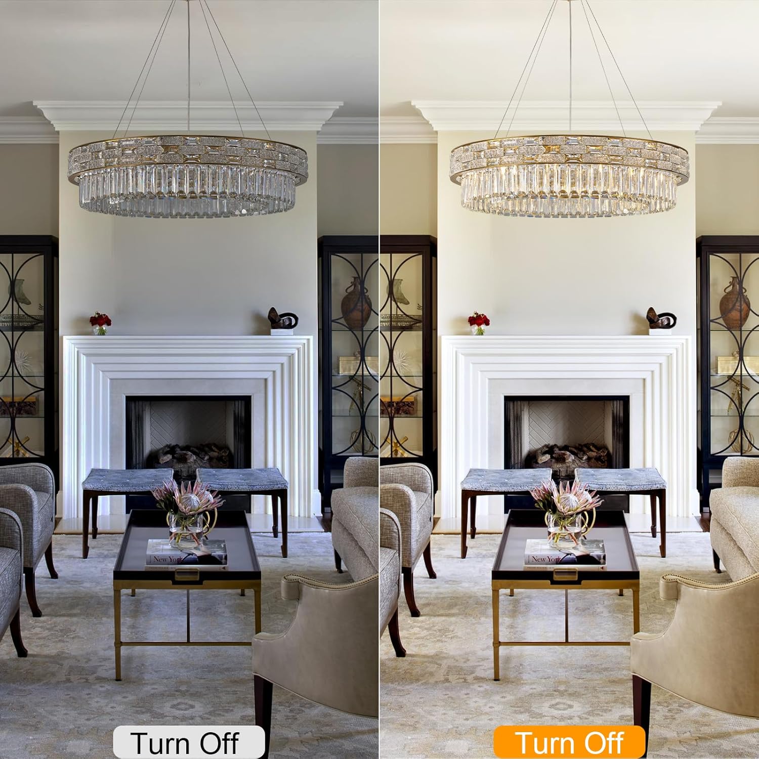 Elegant 31‑Inch Gold Crystal Chandelier with 12 Adjustable Lights