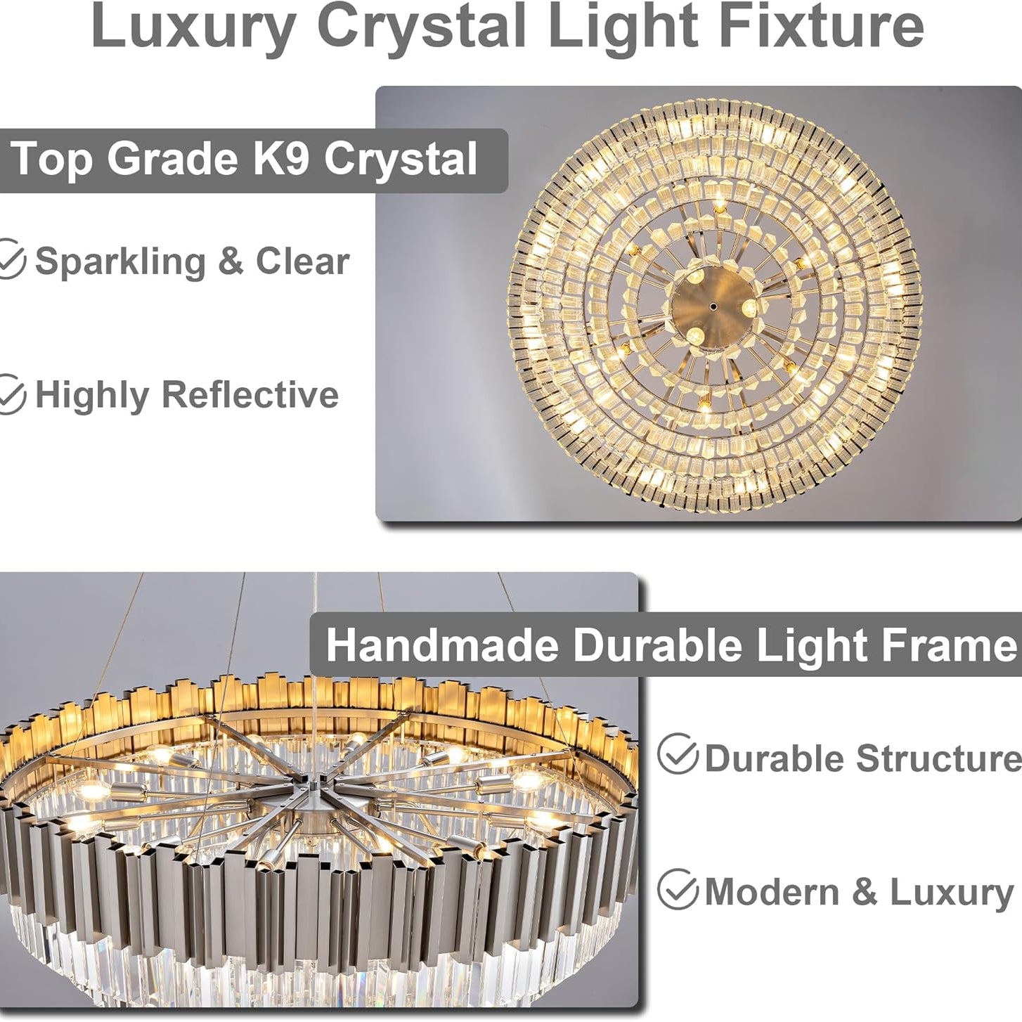 Elegant 7-Tier 39" Silver Crystal Chandelier with 21 Lights