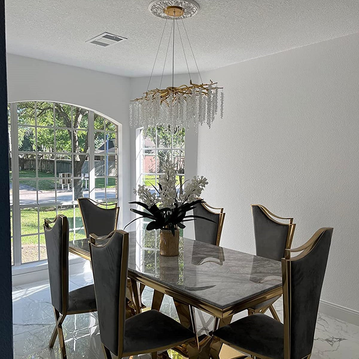 Elegant Crystal Icicle Chandelier in Branch Style for Dining Table Use-Chandeliers-Blushlighting