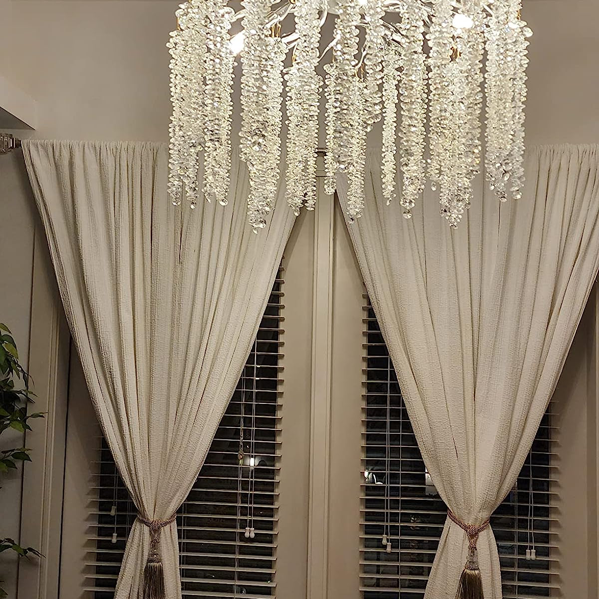 Elegant Crystal Icicle Chandelier in Branch Style for Dining Table Use - Round D39.4"/12 LightsChromeWarm LightBlushlighting