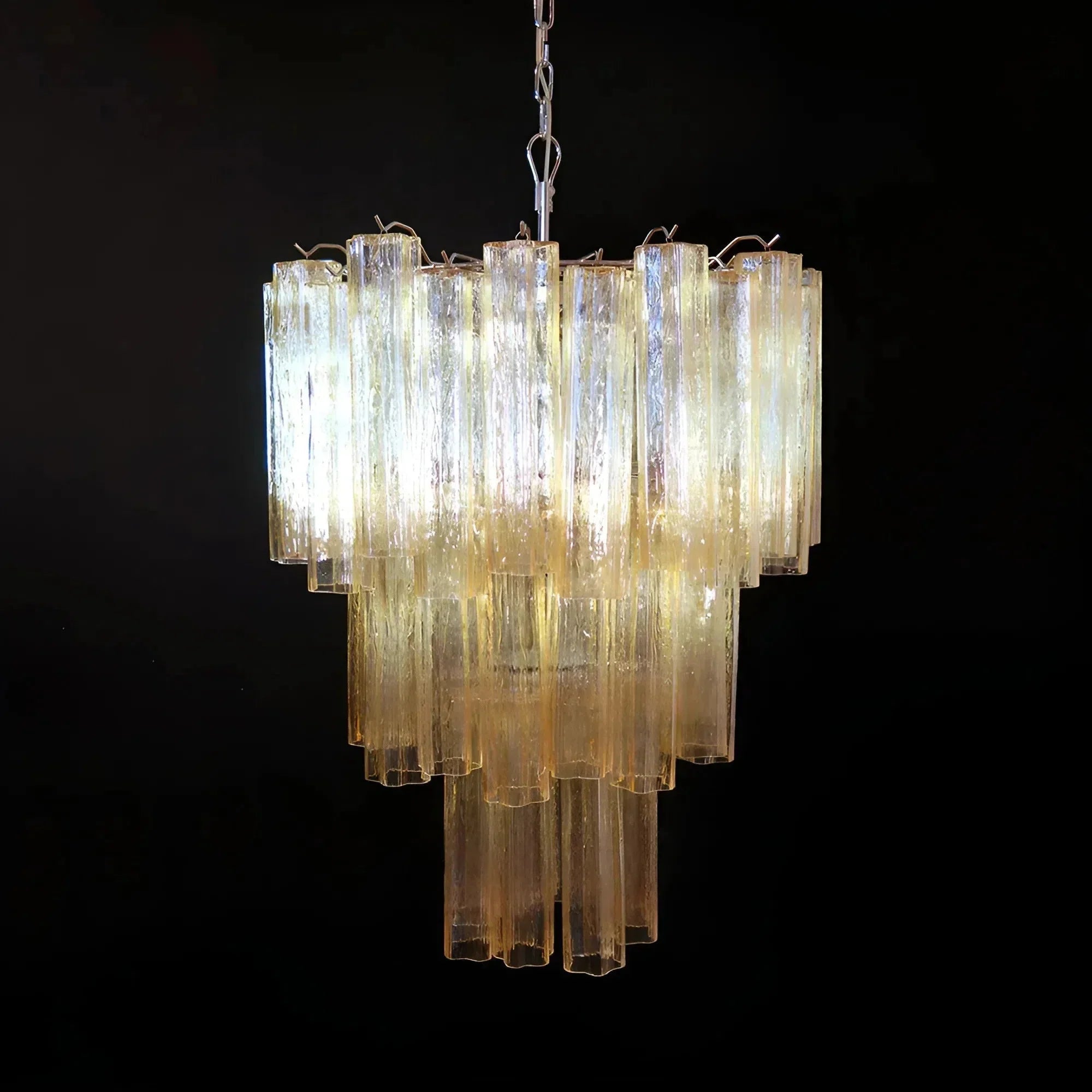 Elegant Yellow Murano Glass Tube Chandelier 25.6" - yellowBlushlighting