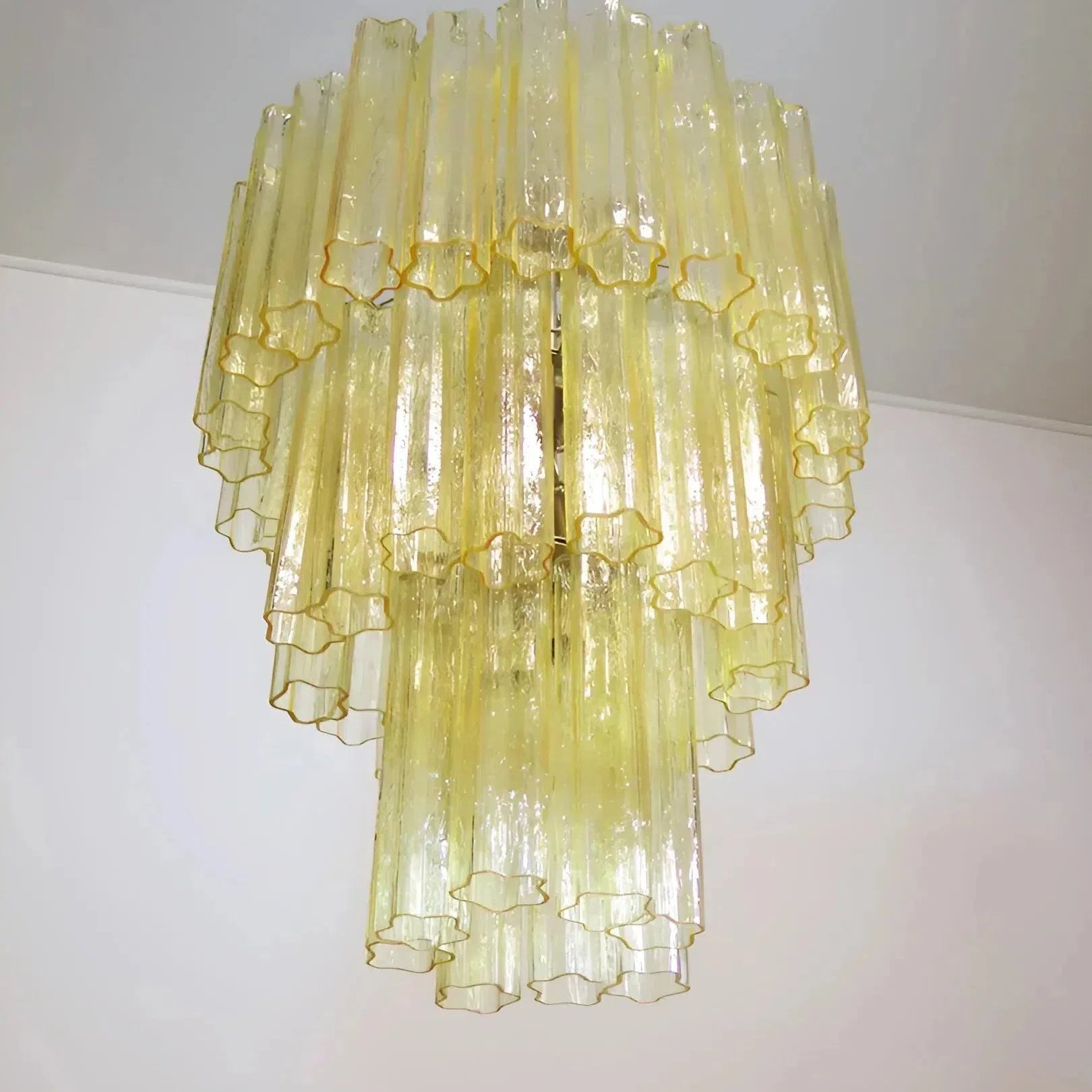 Elegant Yellow Murano Glass Tube Chandelier 25.6" - yellowBlushlighting