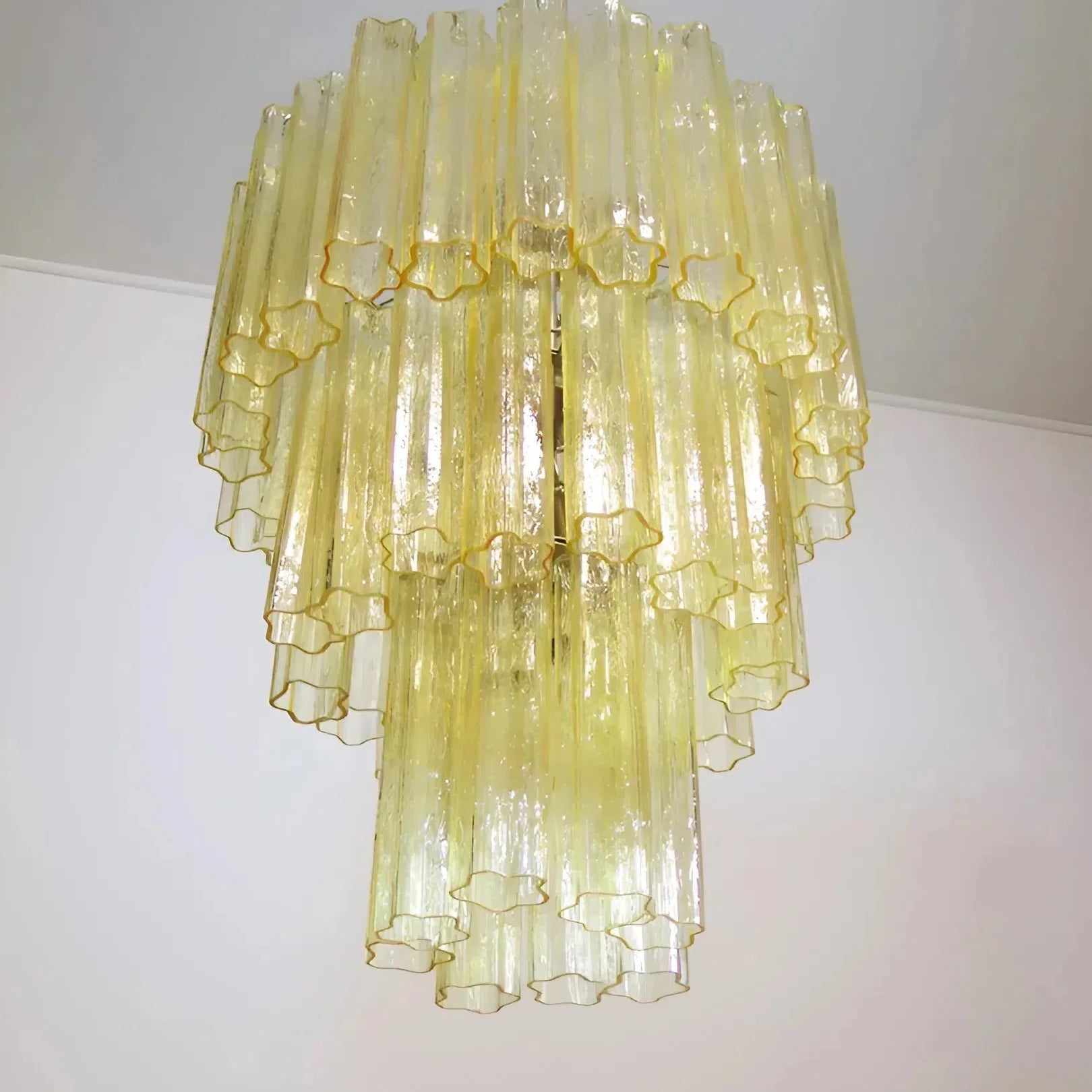 Elegant Yellow Murano Glass Tube Chandelier 25.6"-Chandelier-Blushlighting