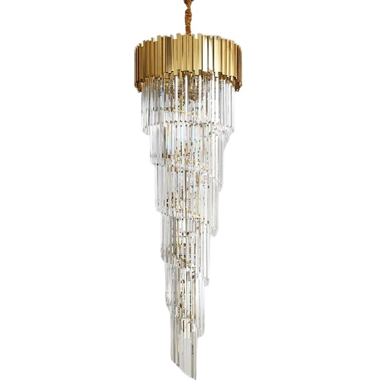 Elian Gillani 2-Story Crystal Chandelier - Diameter 50 cm ( 19.7 in ) x Height 160 cm ( 62.9 in )GoldBlushlighting