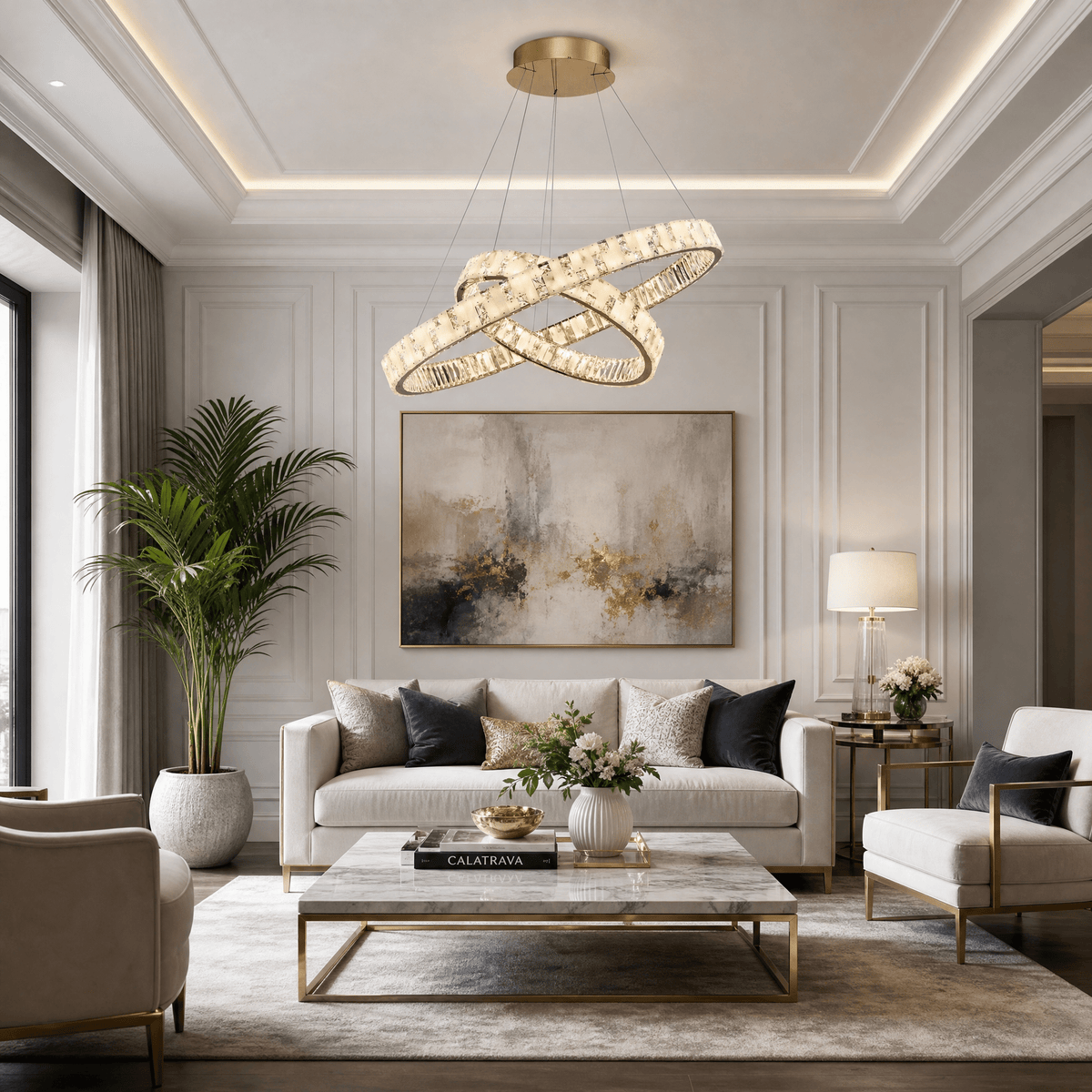 Ellery Crystal Galaxy Chandelier 37" - Blushlighting