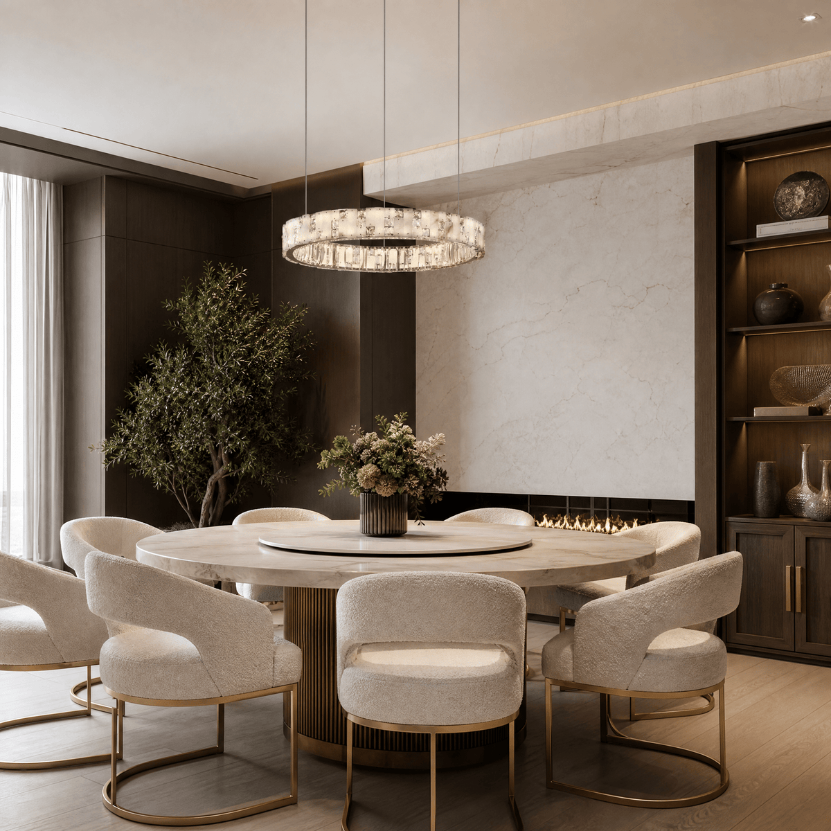 Ellery Crystal&Alabaster Round Ring Chandelier - Ø37.4" × H3" (Ø95 × H7.6 cm)Blushlighting