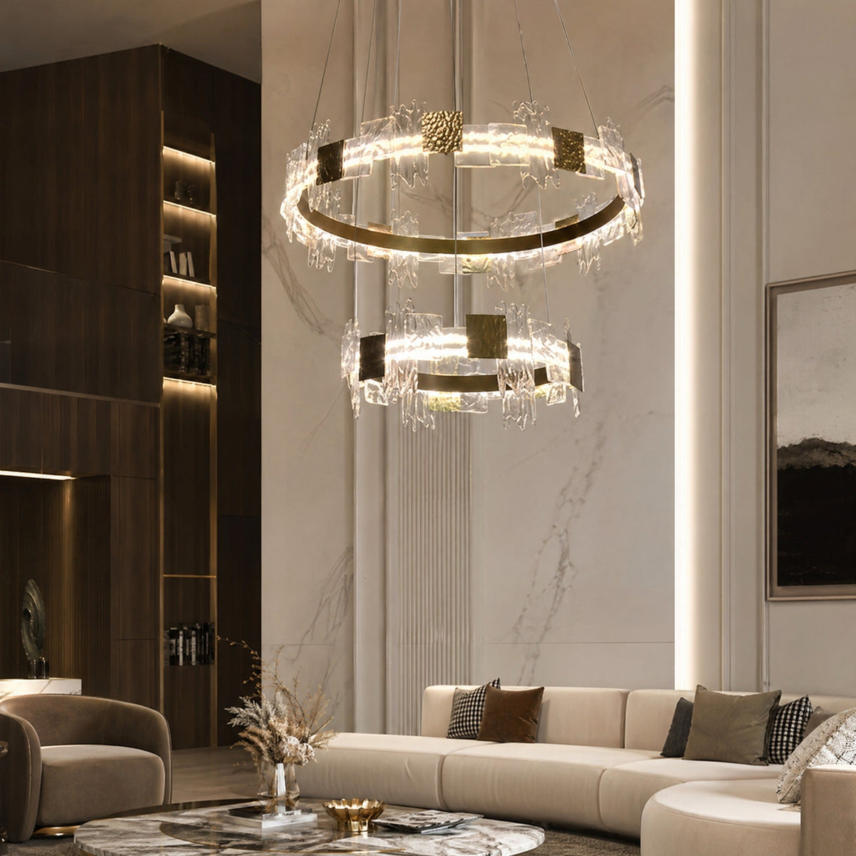 Elodie 2 Tiers Modern Gold Chandelier - Blushlighting