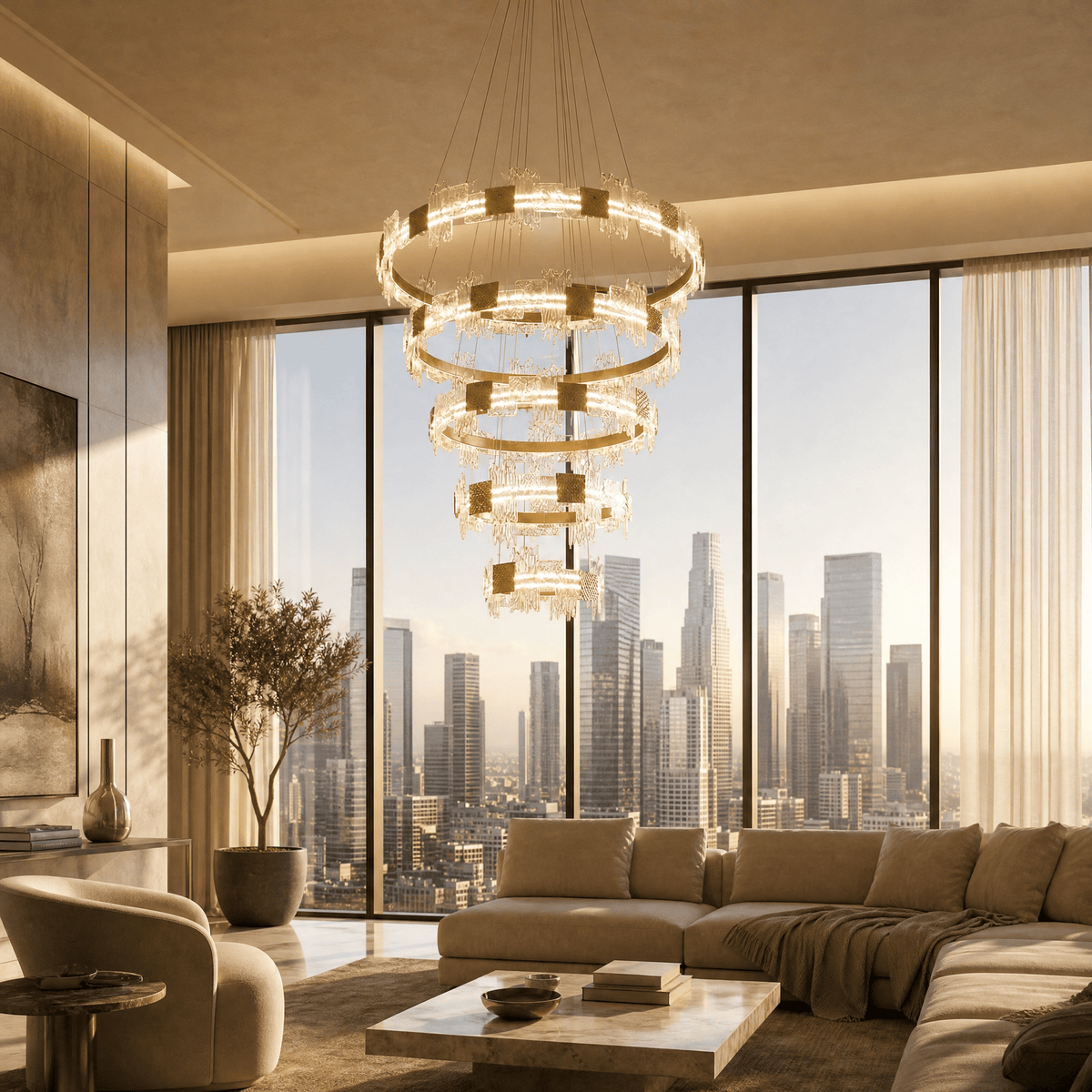 Elodie Modern Large Foyer Chandelier - Blushlighting