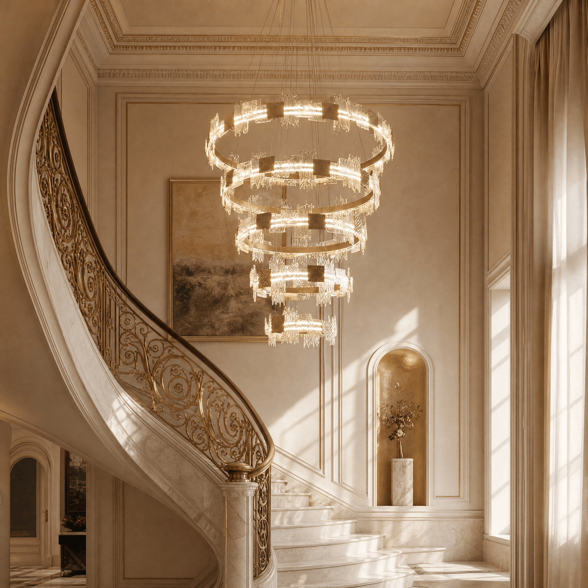 Elodie Modern Large Foyer Chandelier - Blushlighting