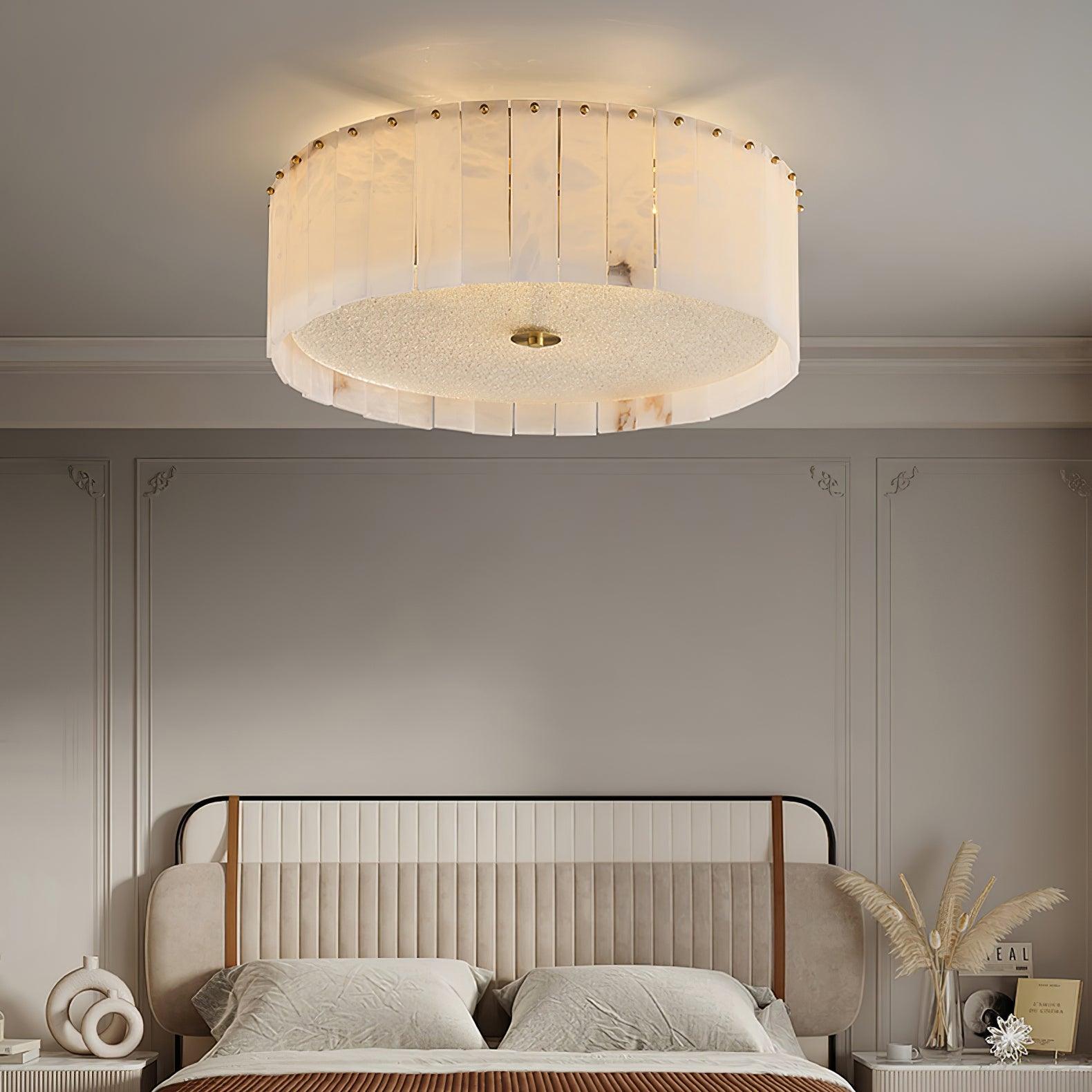 Elysian Alabaster Ceiling Lamp - ∅ 23.6″ x H 9.25″ / Dia 60cm x H 23.5cmBrass & WhiteBlushlighting