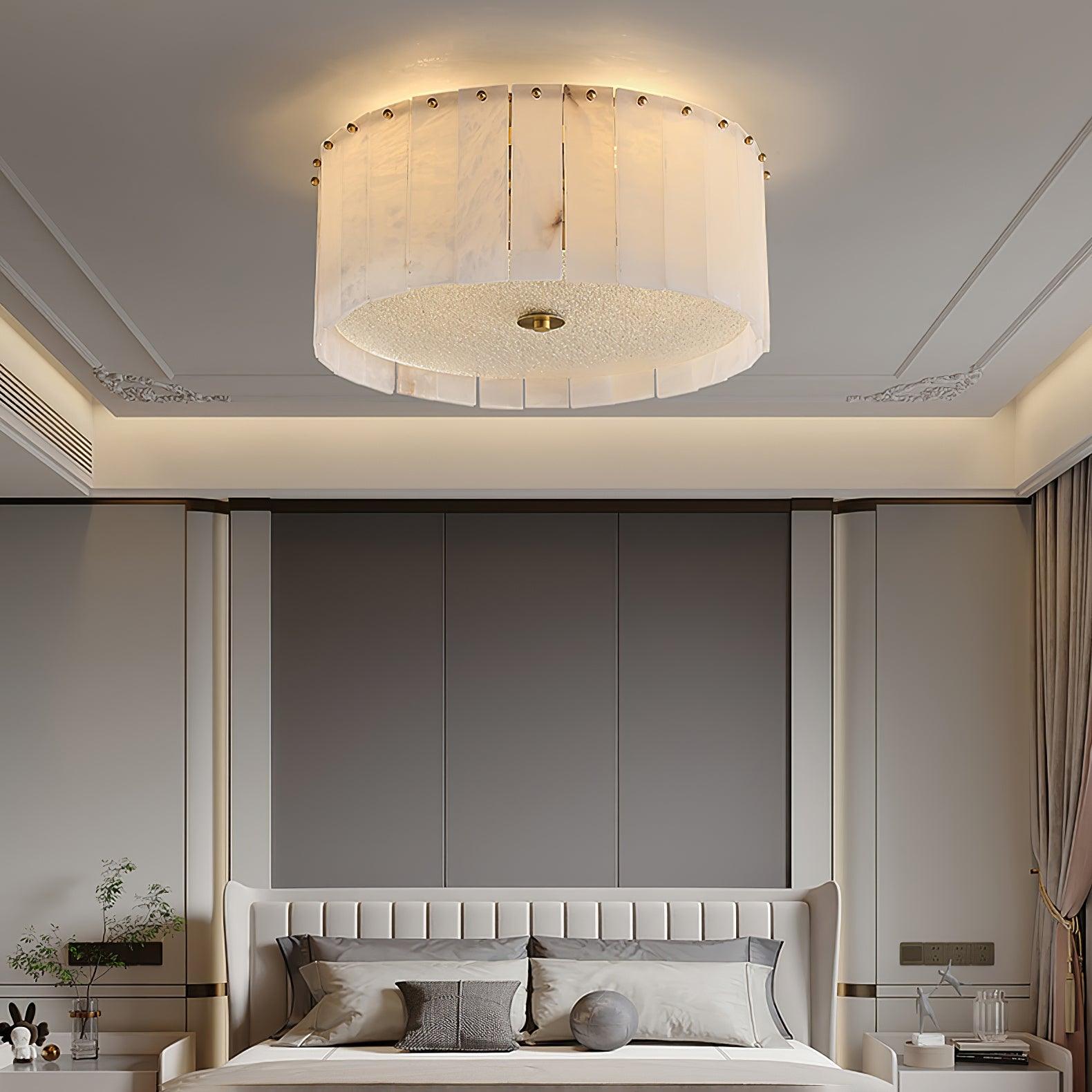 Elysian Alabaster Ceiling Lamp - ∅ 17.7″ x H 9.25″ / Dia 45cm x H 23.5cmBrass & WhiteBlushlighting