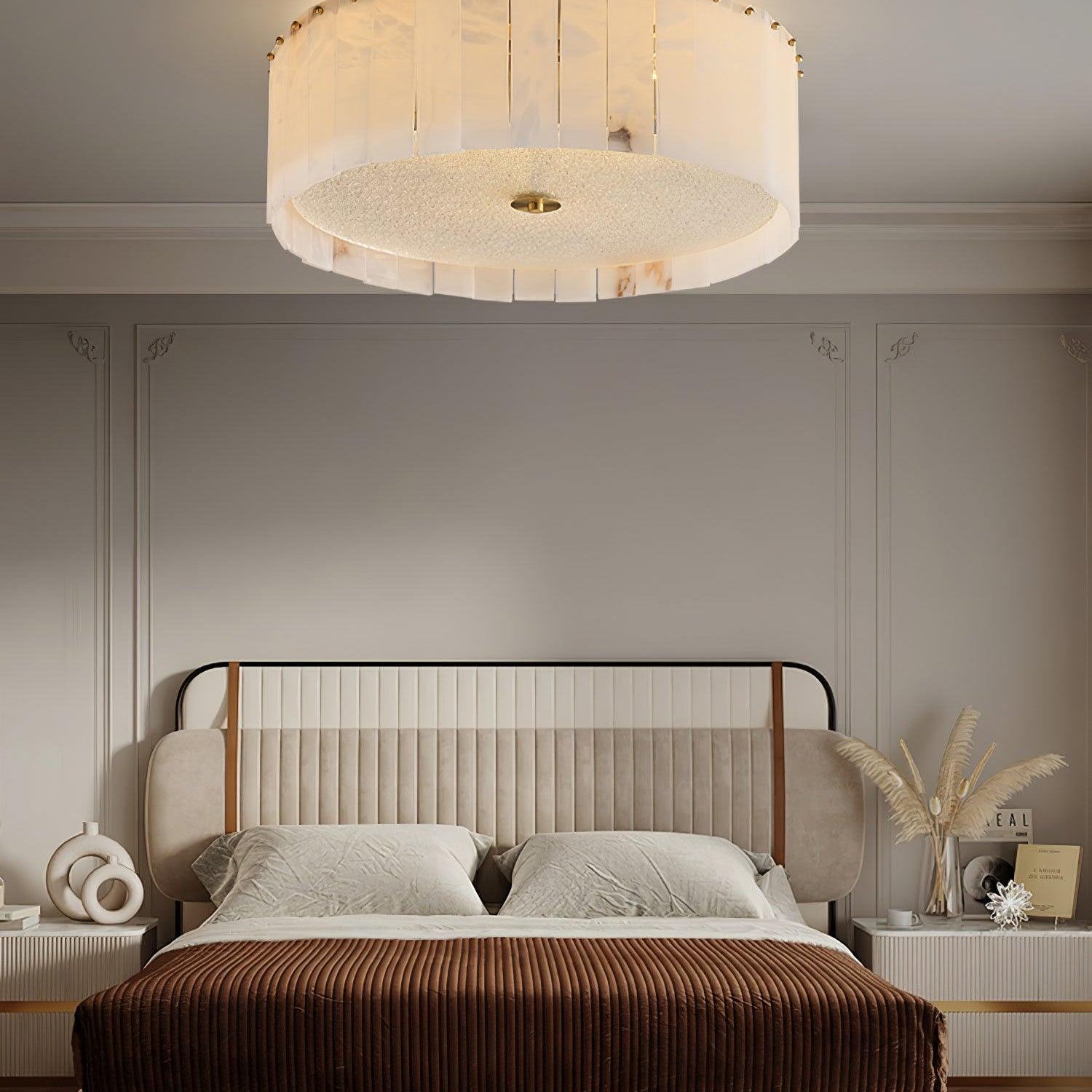 Elysian Alabaster Ceiling Lamp - ∅ 17.7″ x H 9.25″ / Dia 45cm x H 23.5cmBrass & WhiteBlushlighting