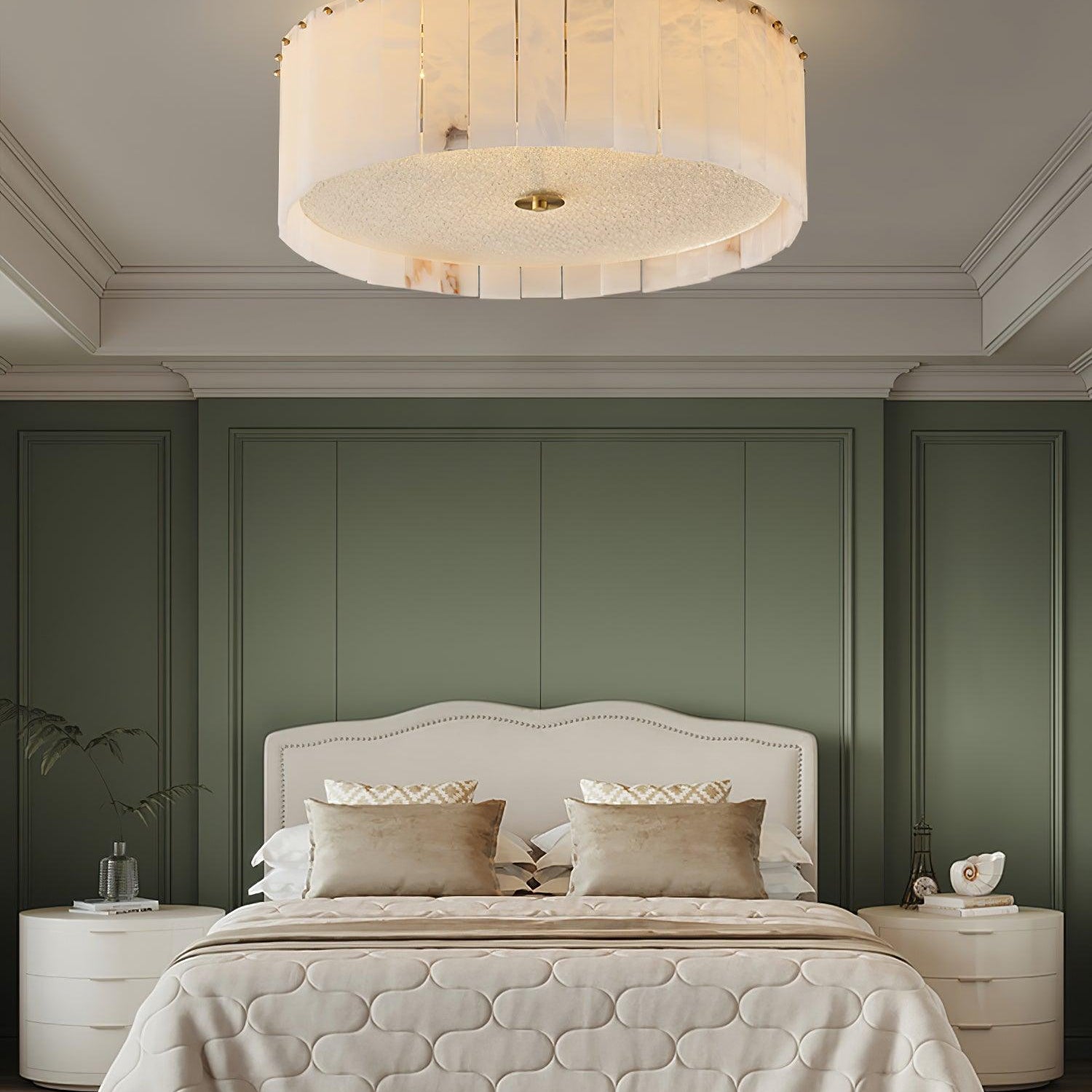 Elysian Alabaster Ceiling Lamp - ∅ 17.7″ x H 9.25″ / Dia 45cm x H 23.5cmBrass & WhiteBlushlighting