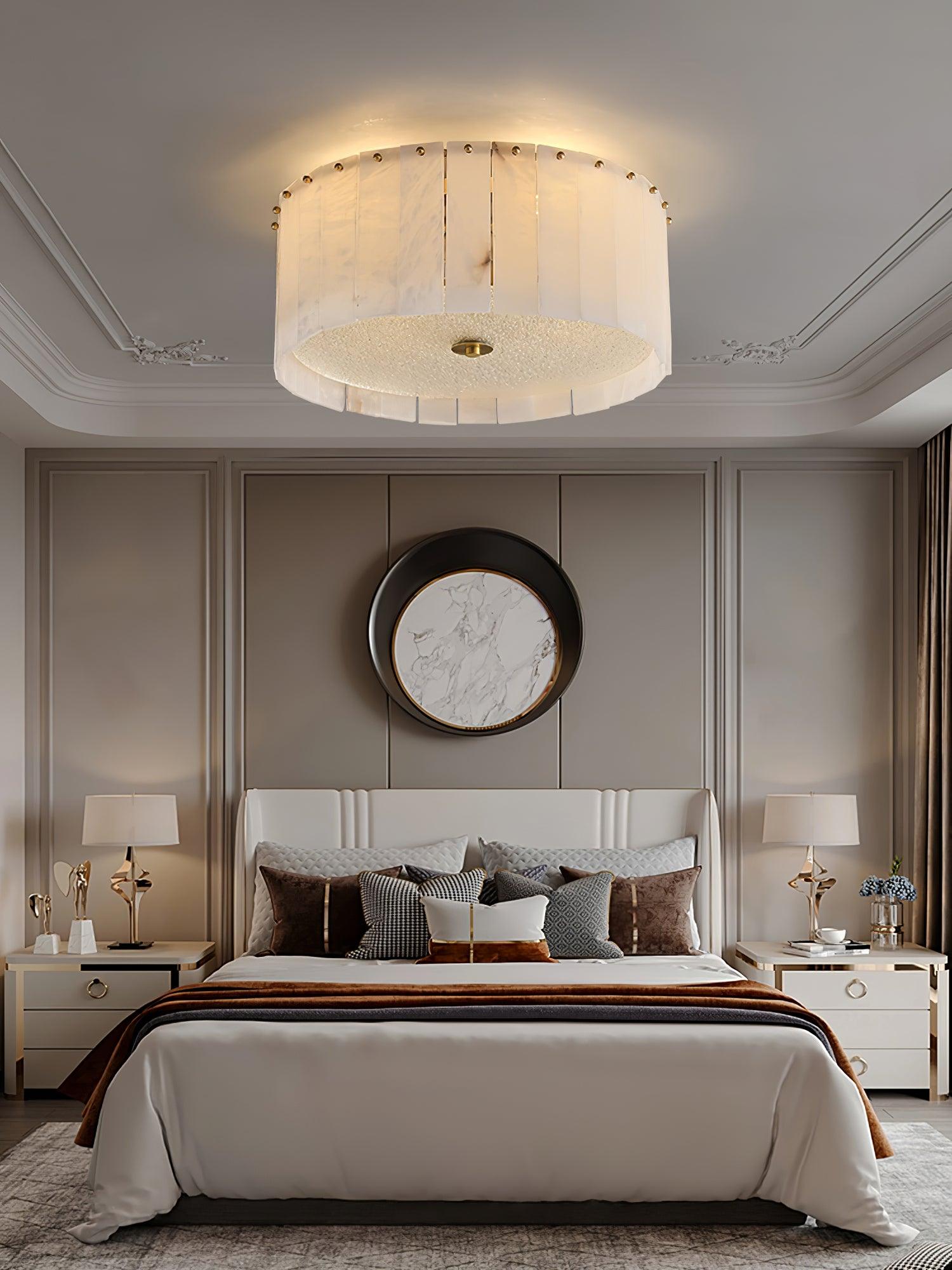 Elysian Alabaster Ceiling Lamp - ∅ 23.6″ x H 9.25″ / Dia 60cm x H 23.5cmBrass & WhiteBlushlighting