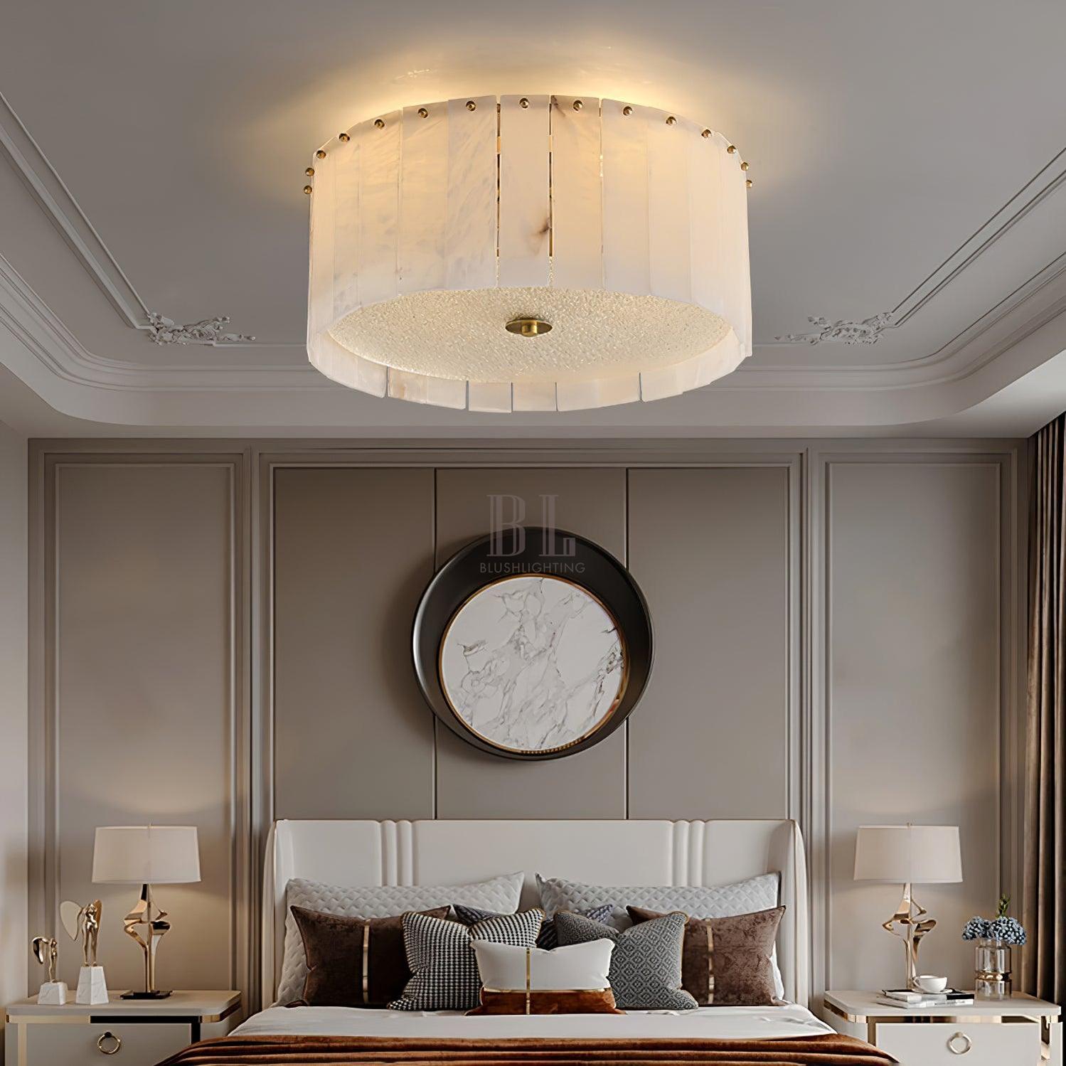Elysian Alabaster Ceiling Lamp - ∅ 17.7″ x H 9.25″ / Dia 45cm x H 23.5cmBrass & WhiteBlushlighting