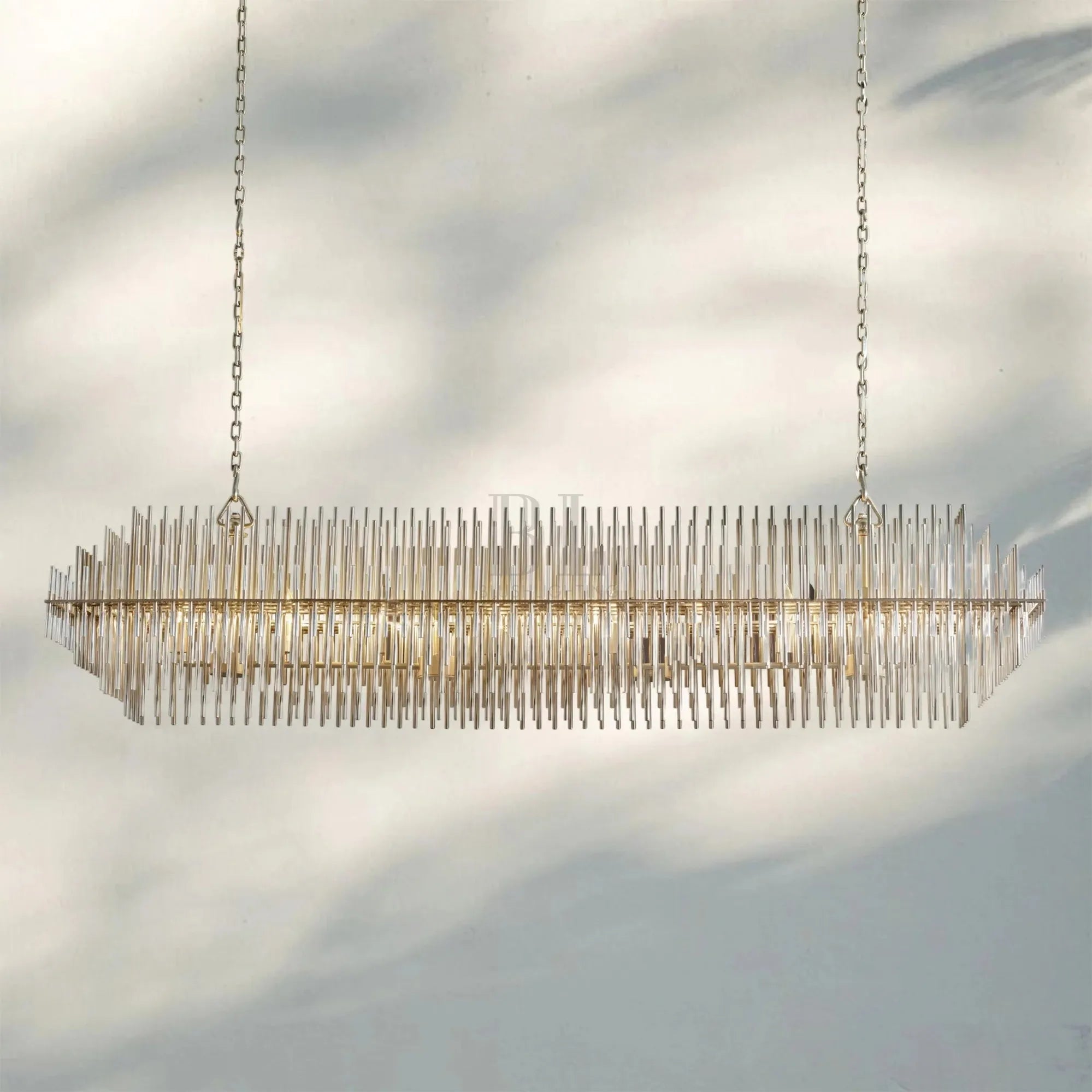 Emila Sculpture Brass Linear Chandelier 54″-