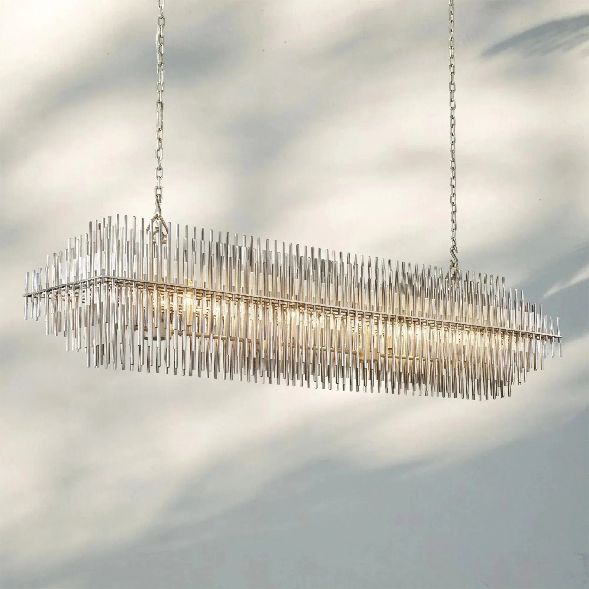 Emila Sculpture Brass Linear Chandelier 54″-