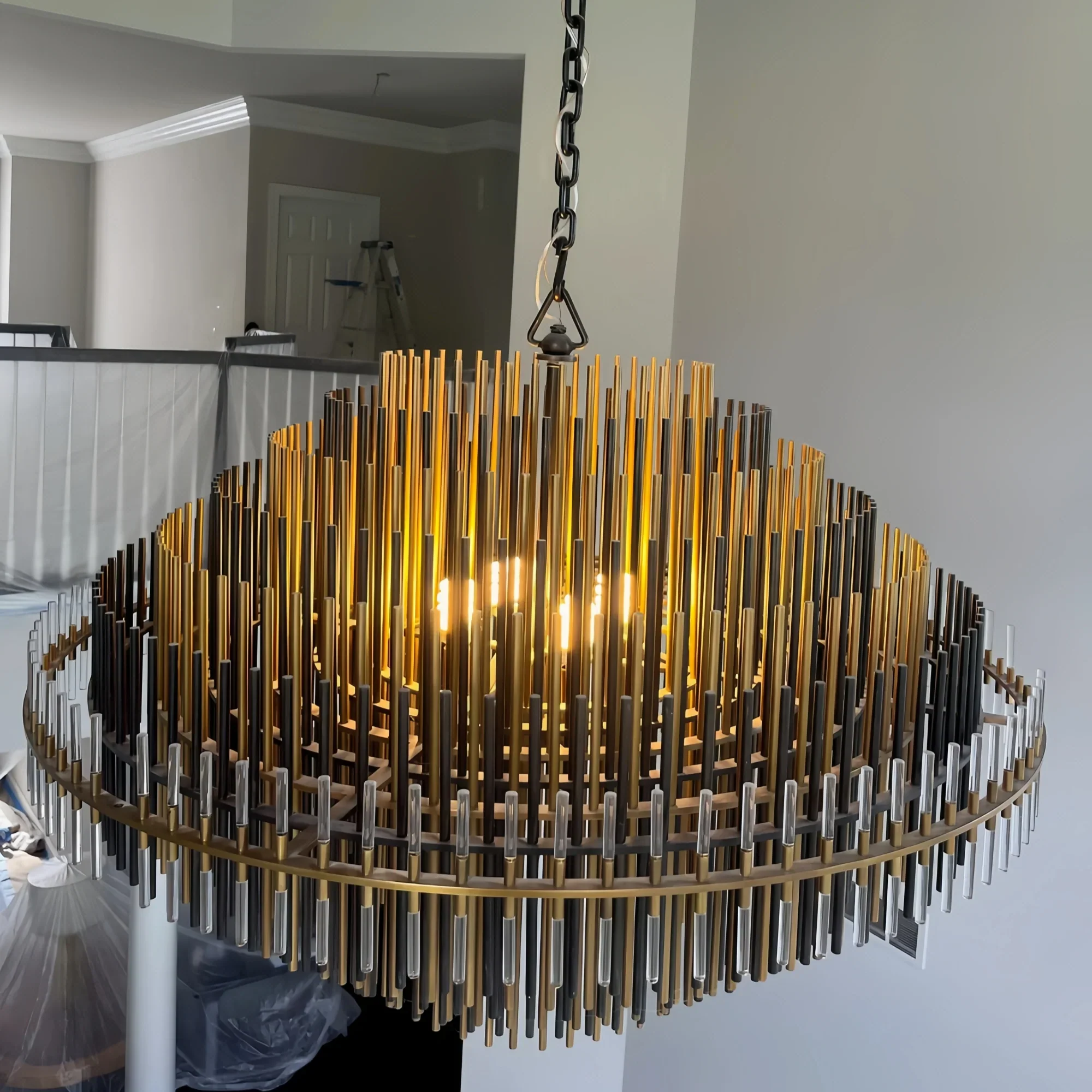 Emila Sculpture Brass Round Chandelier 24" 32" 42"-