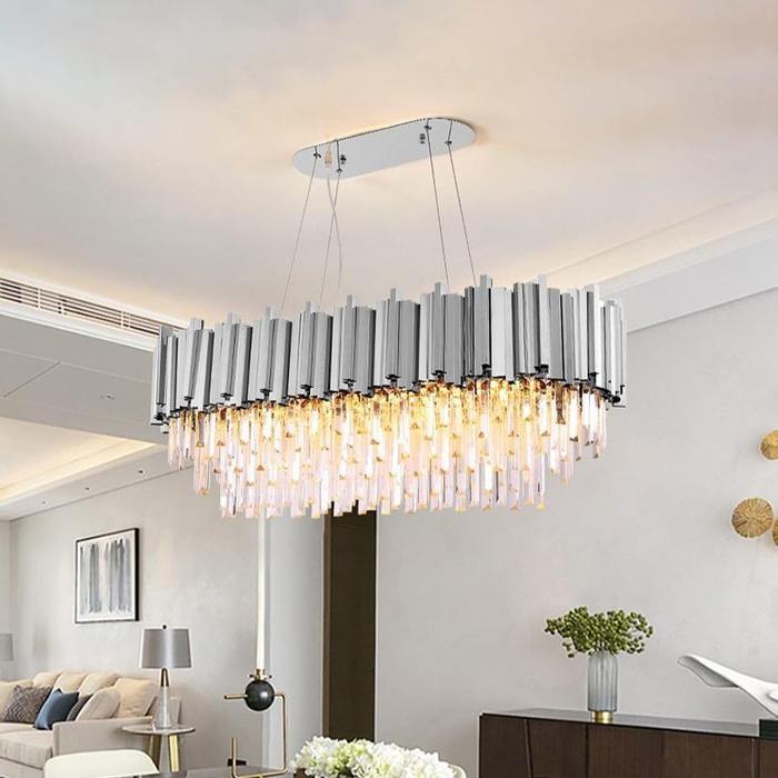 Enoch Crystal Dining Room Chandelier Chorme - 31"LChormeBlushlighting