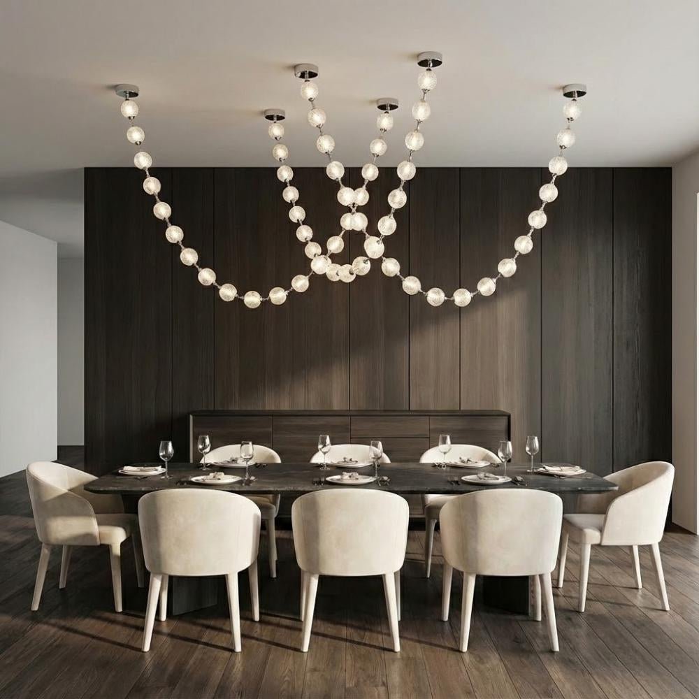 Esle Modern Pearl Necklace Chandelier - Black17 lightBlushlighting
