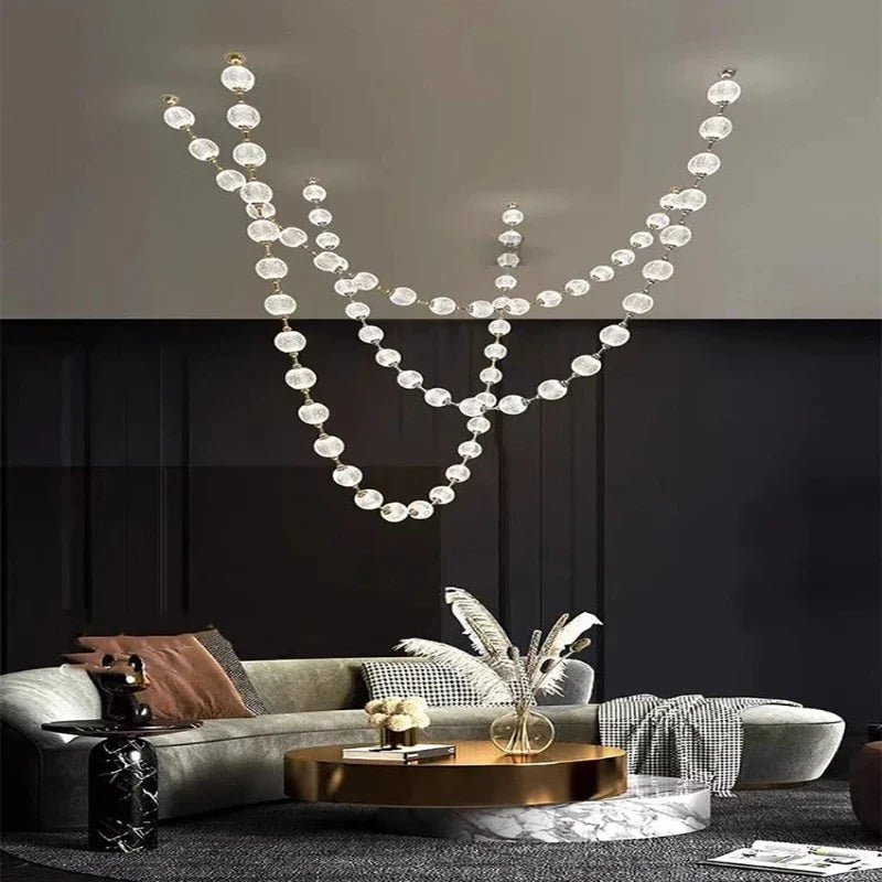 Esle Modern Pearl Necklace Chandelier - Black17 lightBlushlighting
