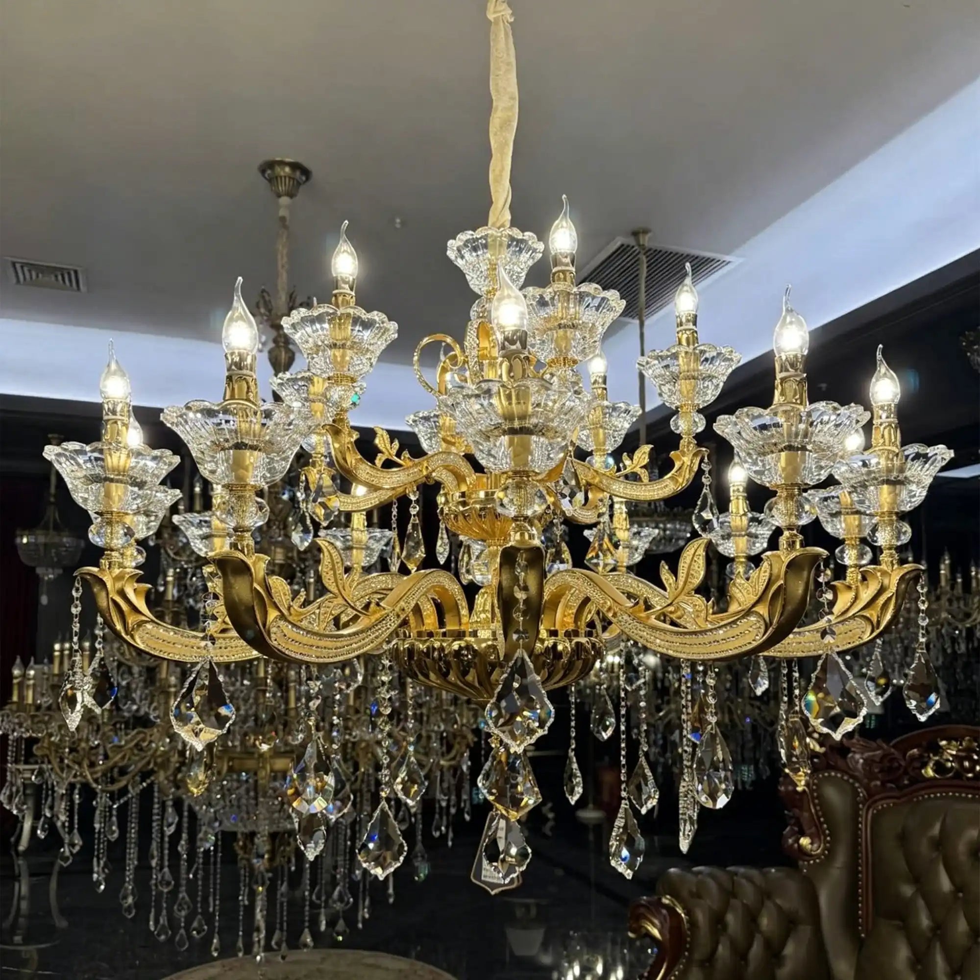 Eternal Baroque Revival Chandelier Series with Diamond - Inspired Crystal - Studded Light Arms - 48 Lights/D77.17"*H109.45"(D196cm*H278cm)Warm LightBlushlighting