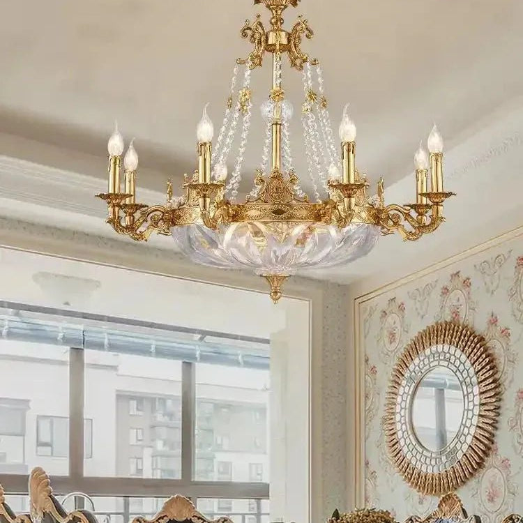 European Style Luxury Crystal Pendant Candle Chandelier for Living Room/Foyer/Entrys/Hallwayr - D15.7"*H26.8"Warm LightBlushlighting