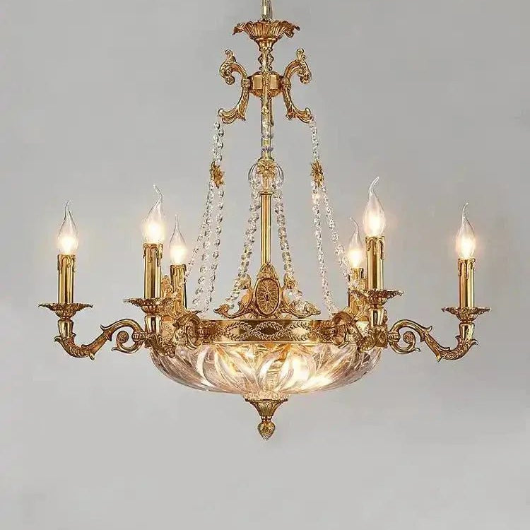 European Style Luxury Crystal Pendant Candle Chandelier for Living Room/Foyer/Entrys/Hallwayr - D15.7"*H26.8"Warm LightBlushlighting