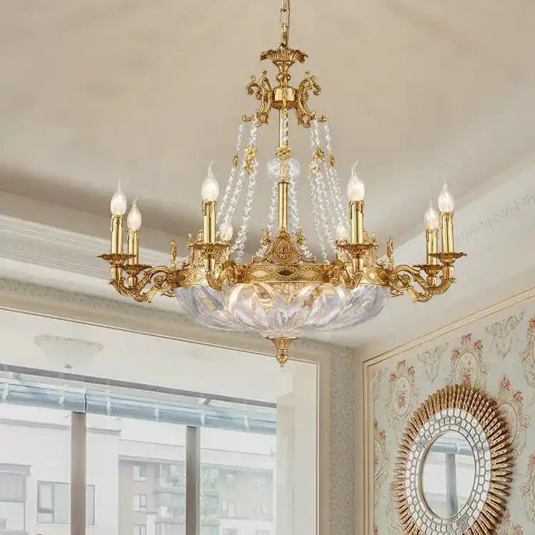 European Style Luxury Crystal Pendant Candle Chandelier for Living Room/Foyer/Entrys/Hallwayr - Blushlighting